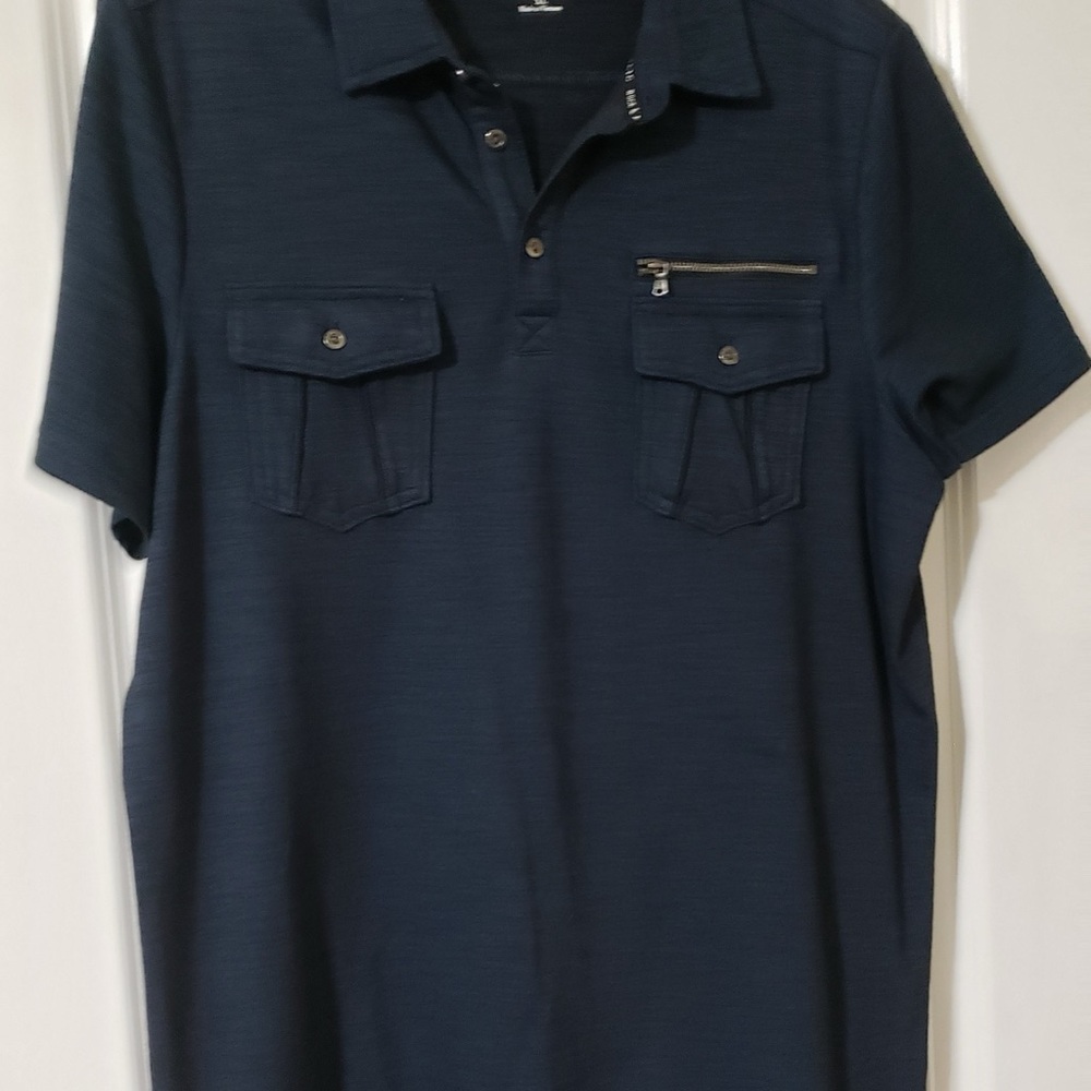 Rock & Republic Dark Blue Polo with Zipper Pockets